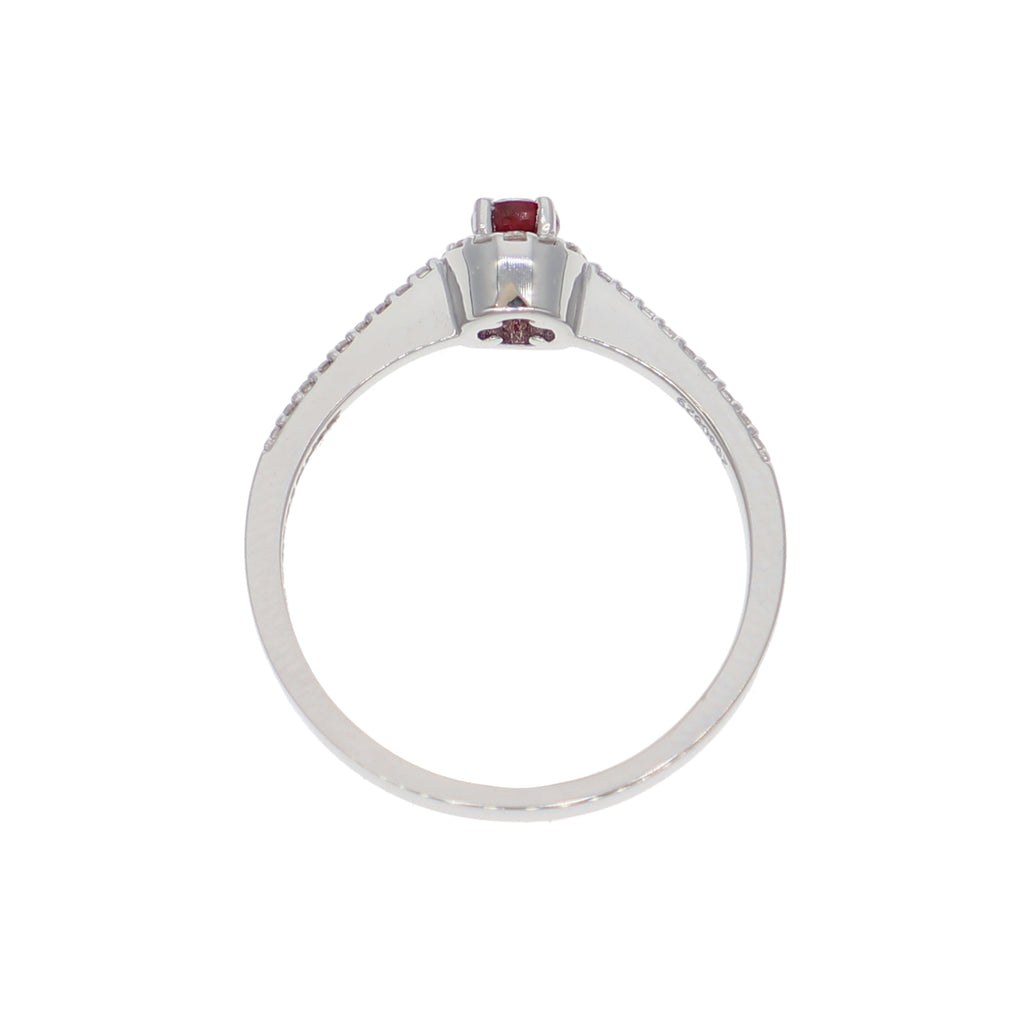 Anillo Oro Blanco Rubí y Brillantes AN-13942