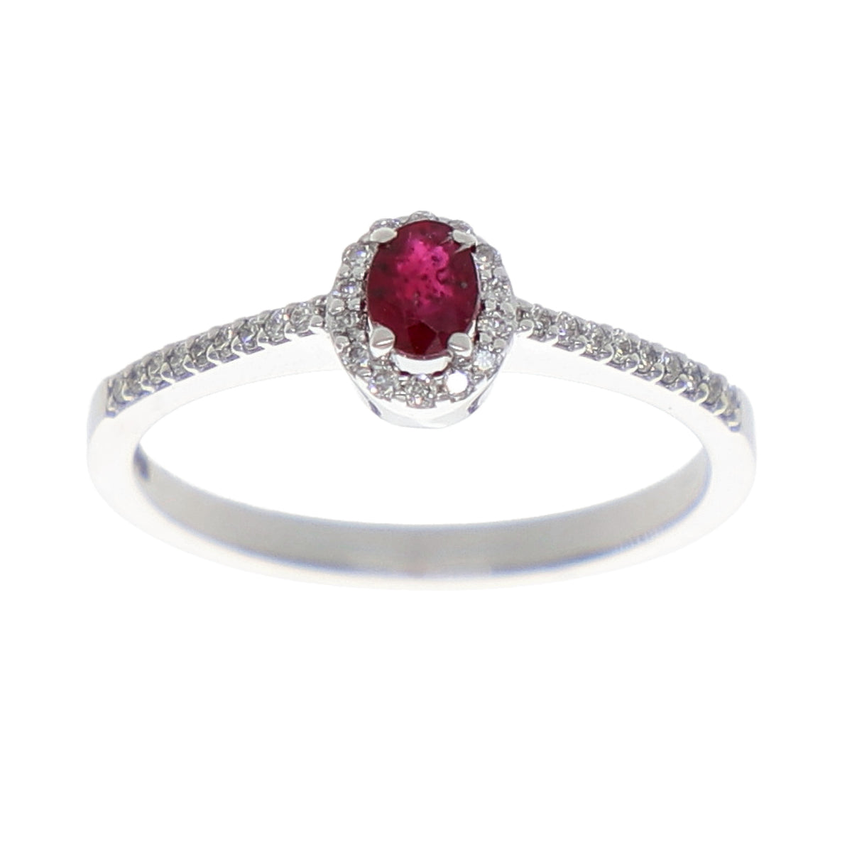 Anillo Oro Blanco Rubí y Brillantes AN-13942