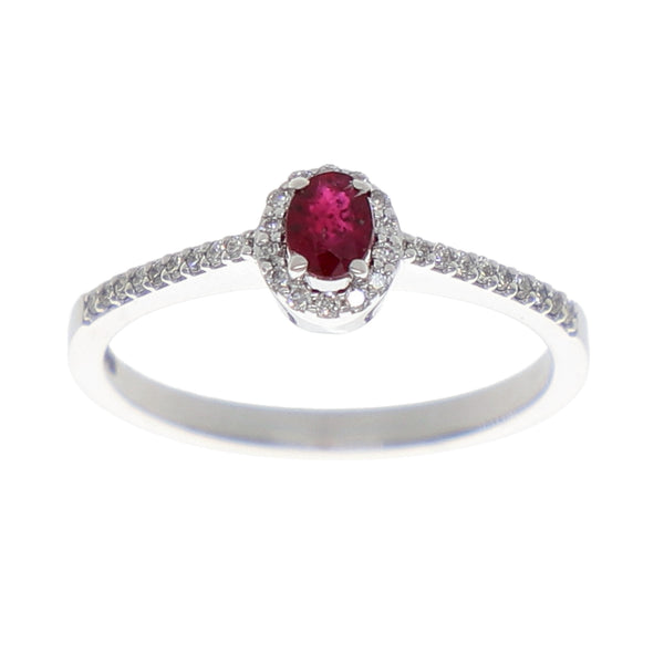 Anillo Oro Blanco Rubí y Brillantes AN-13942