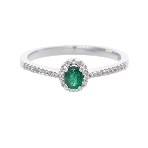 Anillo Oro Blanco Esmeralda y Brillantes AN-13943