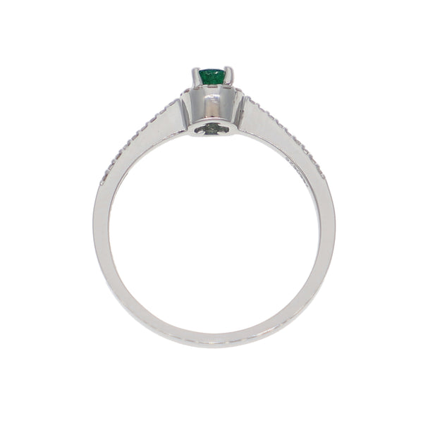 Anillo Oro Blanco Esmeralda y Brillantes AN-13943