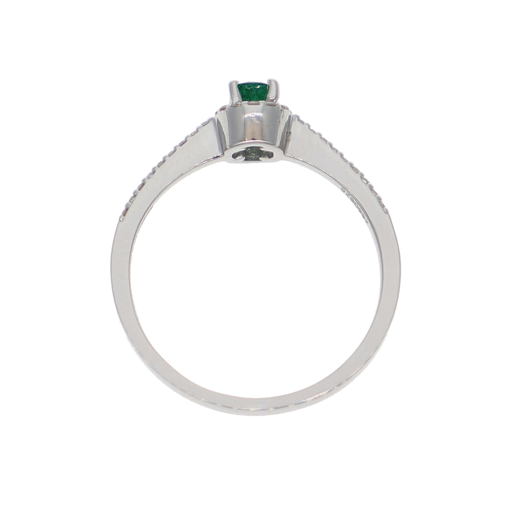 Anillo Oro Blanco Esmeralda y Brillantes AN-13943