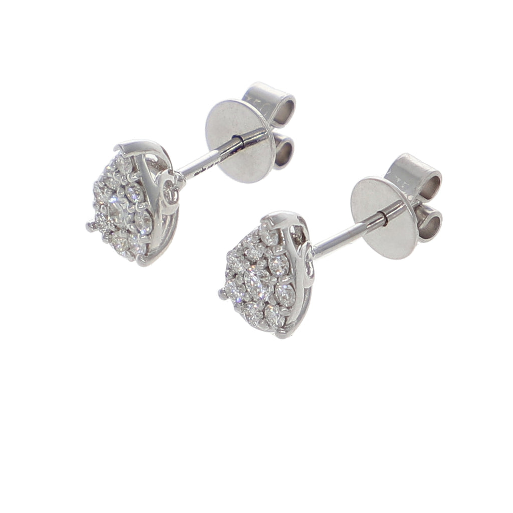 Aros Oro Blanco y Brillantes Gota Pavé AR-13947