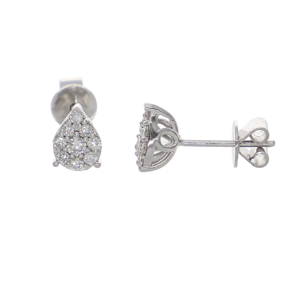 Aros Oro Blanco y Brillantes Gota Pavé AR-13947