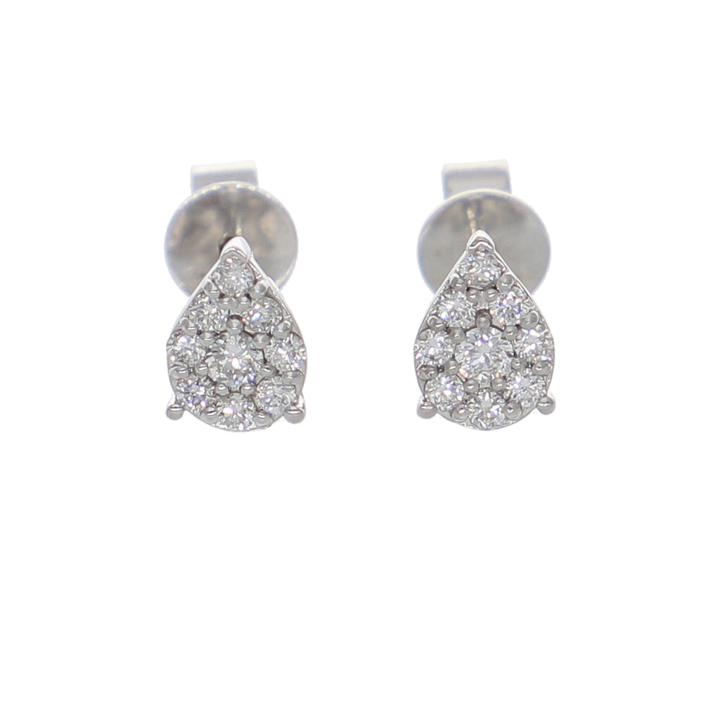 Aros Oro Blanco y Brillantes Gota Pavé AR-13947