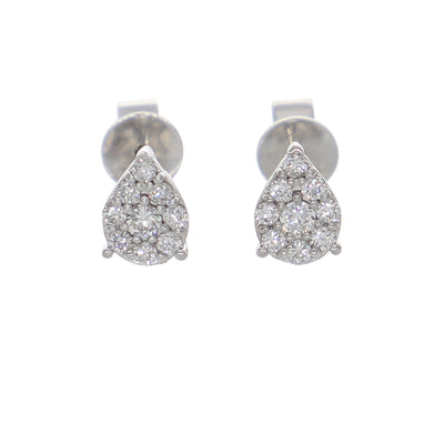 Aros Oro Blanco y Brillantes Gota Pavé AR-13947