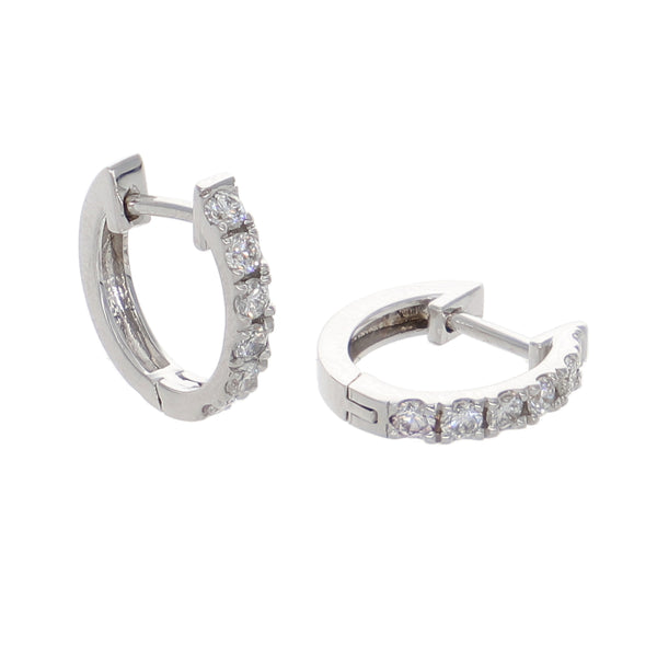 Aros Argolla Oro Blanco y Brillantes AR-13955