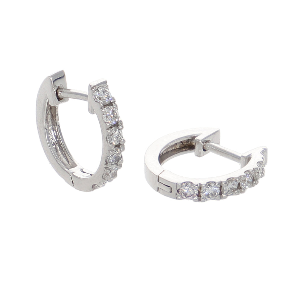 Aros Argolla Oro Blanco y Brillantes AR-13955