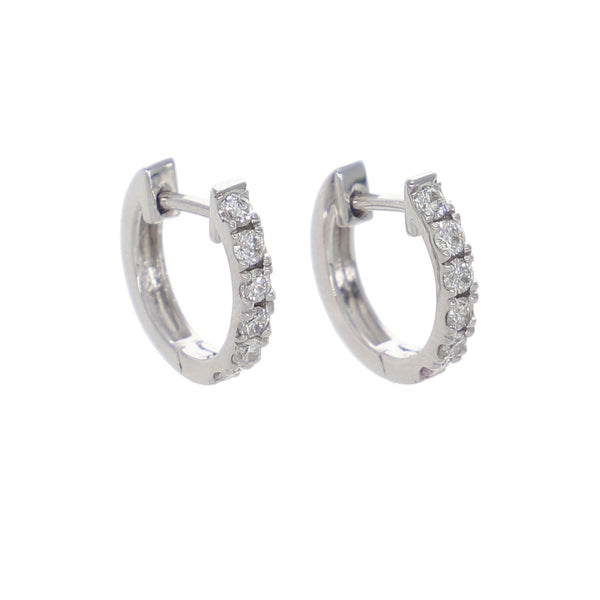 Aros Argolla Oro Blanco y Brillantes AR-13955