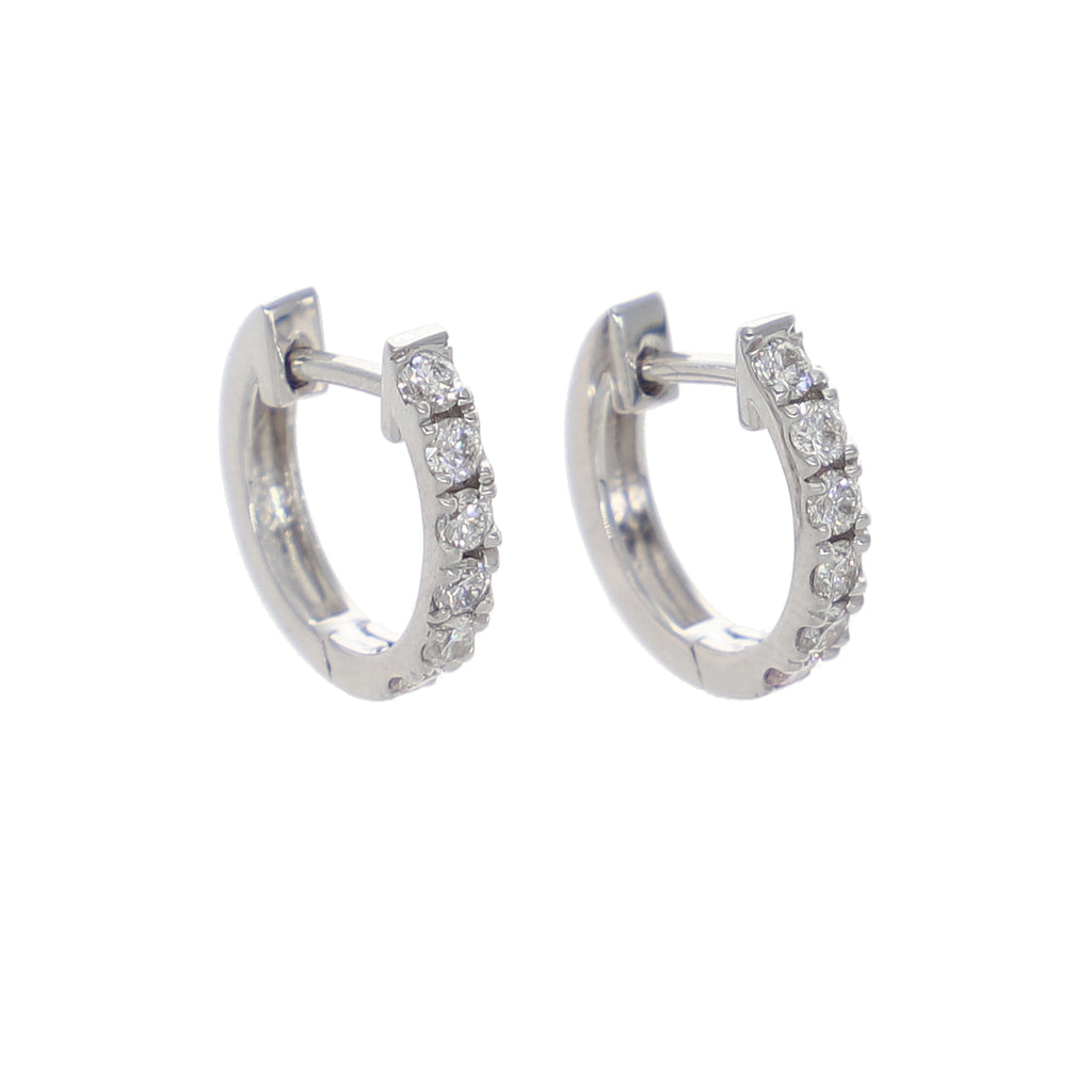 Aros Argolla Oro Blanco y Brillantes AR-13955