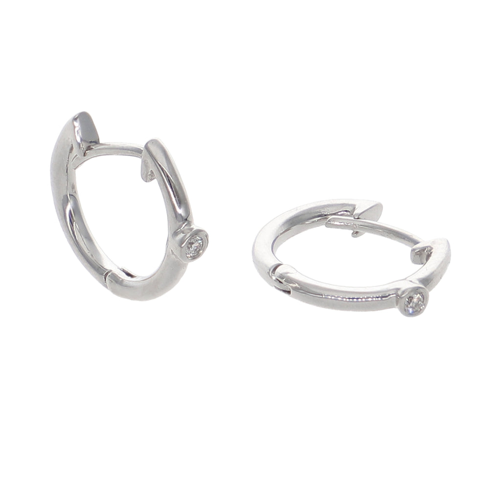 Aros Argolla Oro Blanco y Brillantes AR-13961