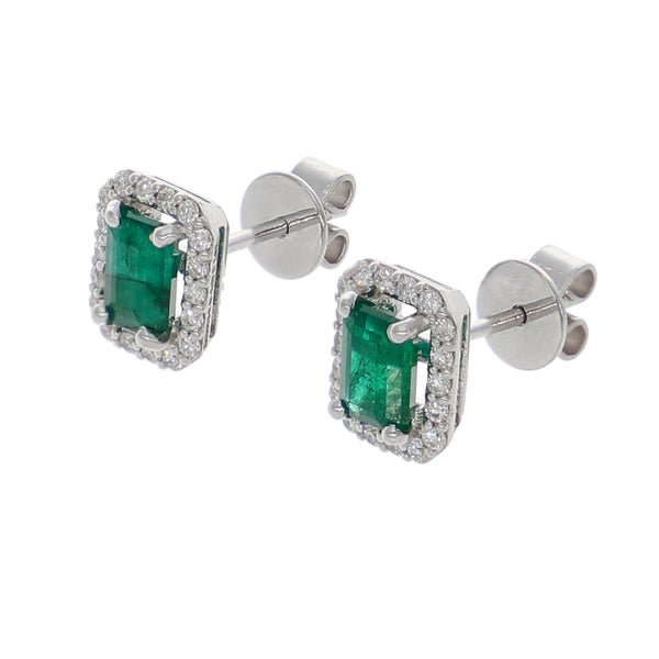 Aros Oro Blanco Esmeraldas y Brillantes AR-13964