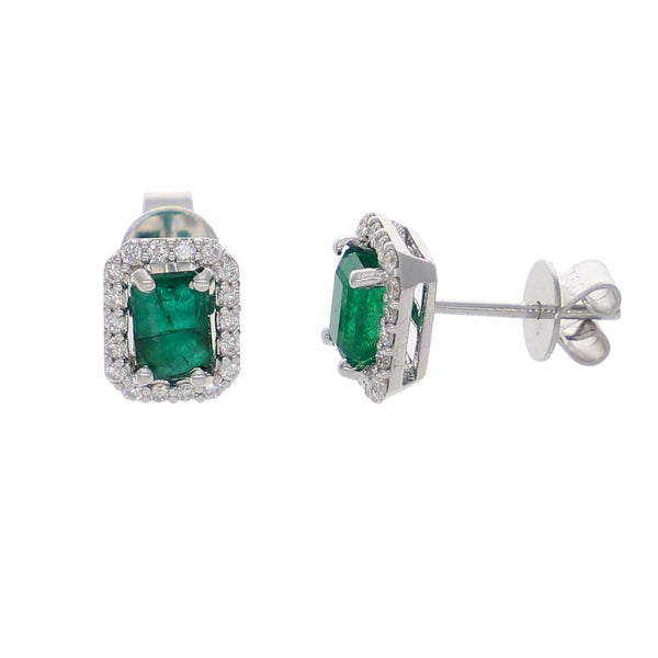 Aros Oro Blanco Esmeraldas y Brillantes AR-13964