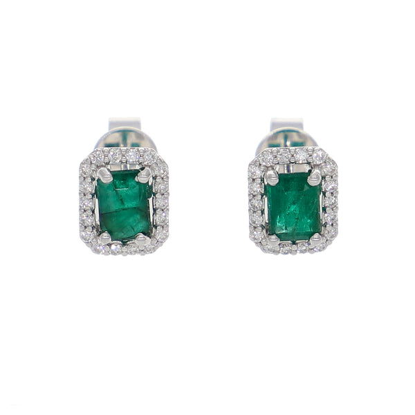 Aros Oro Blanco Esmeraldas y Brillantes AR-13964