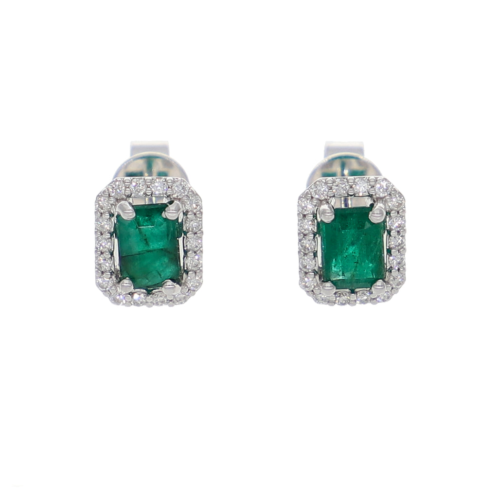 Aros Oro Blanco Esmeraldas y Brillantes AR-13964