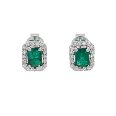 Aros Oro Blanco Esmeraldas y Brillantes AR-13964