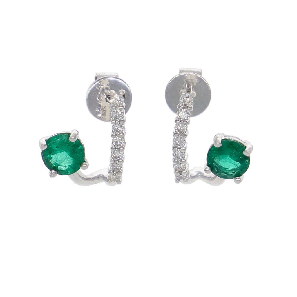 Aros Oro Blanco Esmeraldas y Brillantes AR-13965