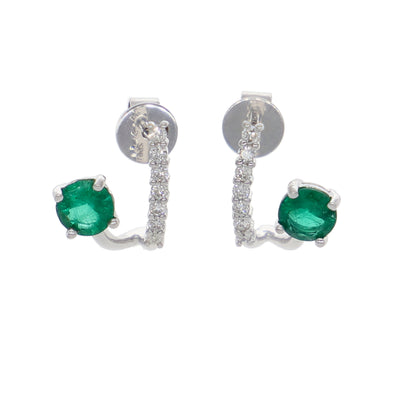 Aros Oro Blanco Esmeraldas y Brillantes AR-13965