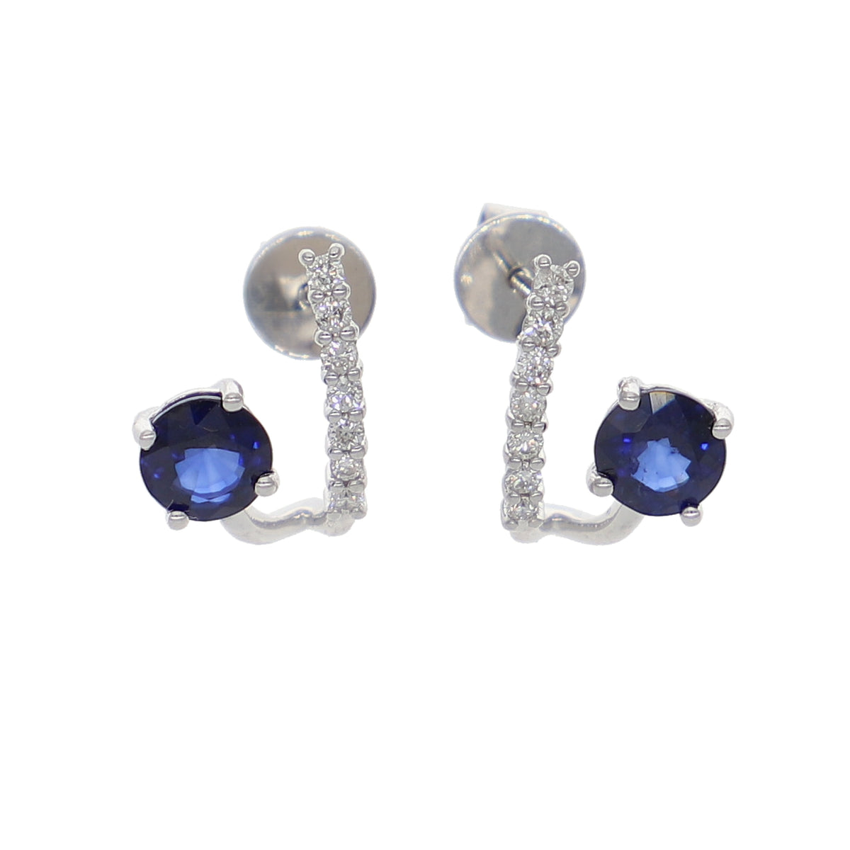 Aros Oro Blanco Zafiro Azul y Brillantes AR-13966