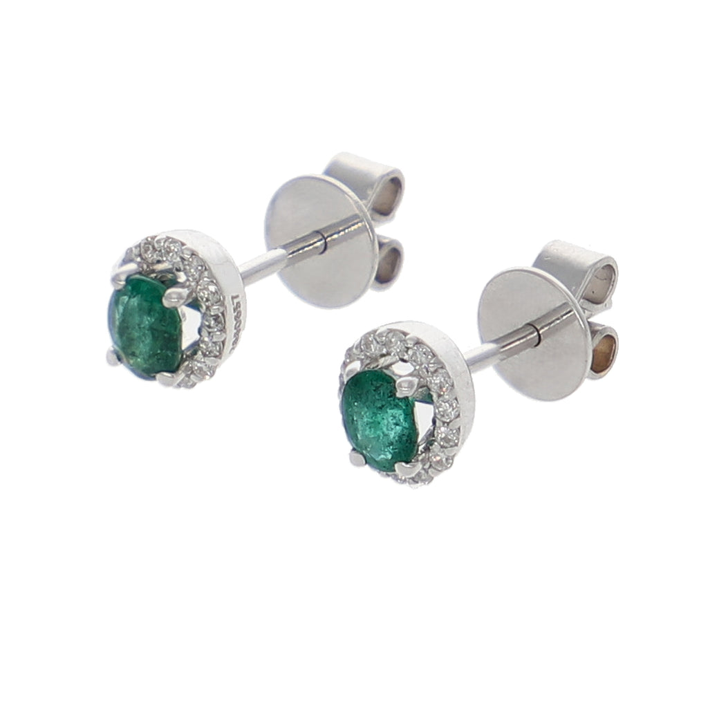 Aros Oro Blanco Esmeralda y Brillantes AR-13968