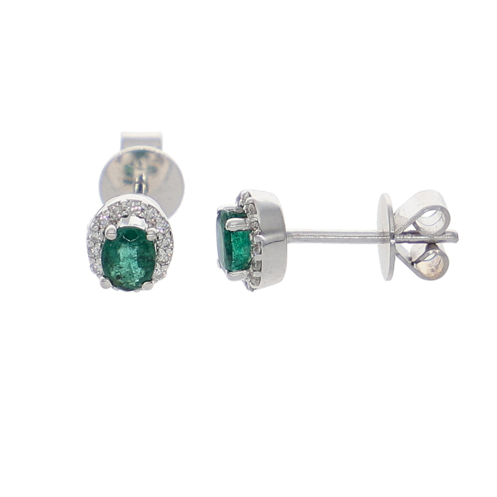 Aros Oro Blanco Esmeralda y Brillantes AR-13968