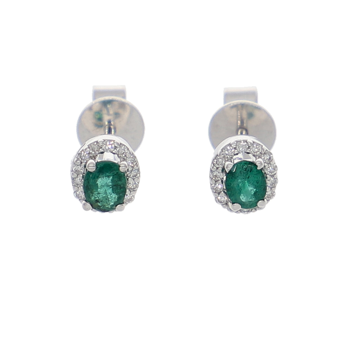 Aros Oro Blanco Esmeralda y Brillantes AR-13968