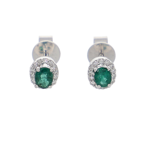 Aros Oro Blanco Esmeralda y Brillantes AR-13968