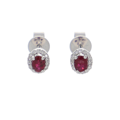 Aros Oro Blanco Rubí y Brillantes AR-13969