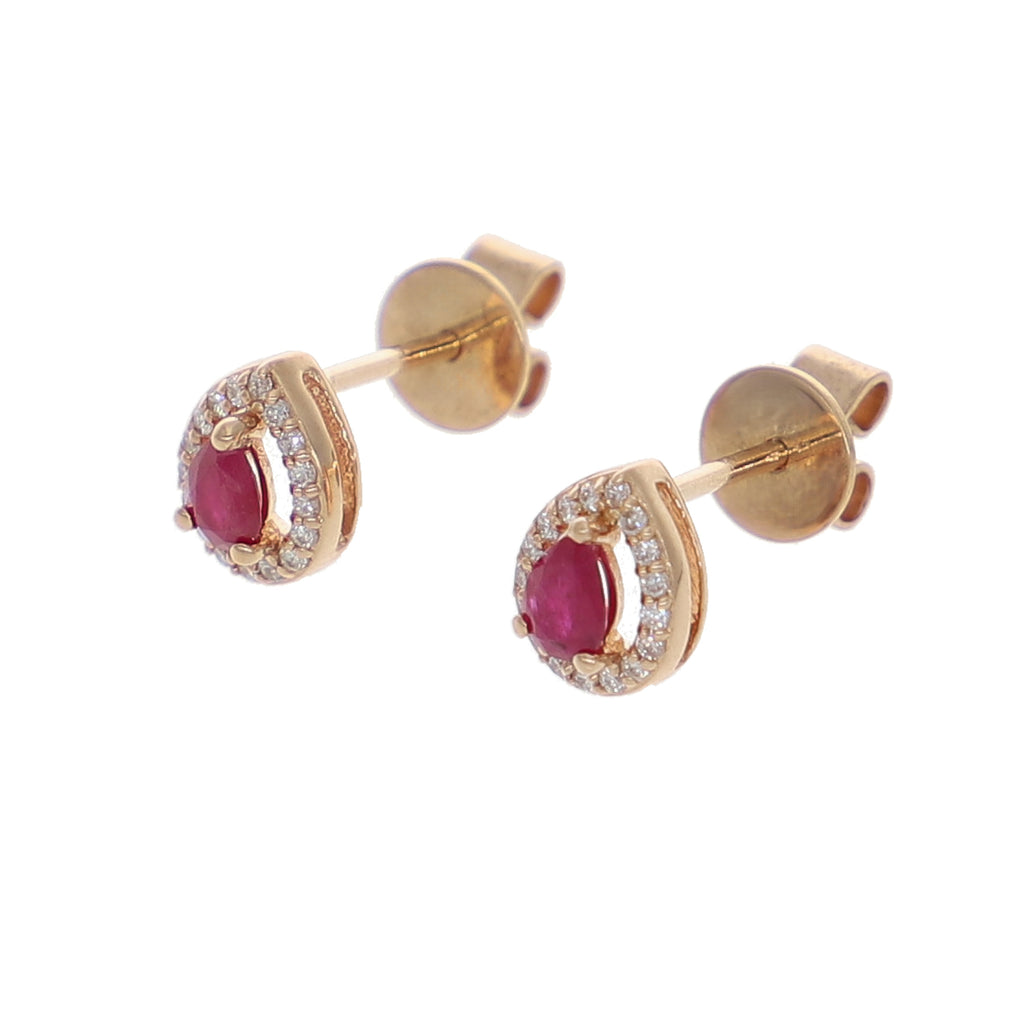 Aros Oro Rosa Rubí y Brillantes AR-13971