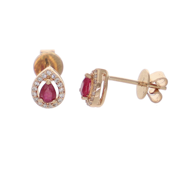 Aros Oro Rosa Rubí y Brillantes AR-13971