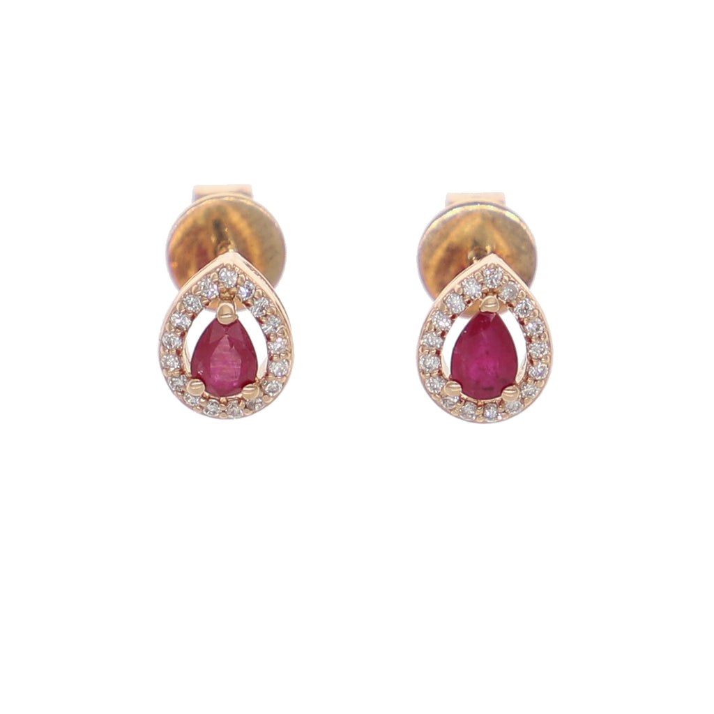 Aros Oro Rosa Rubí y Brillantes AR-13971