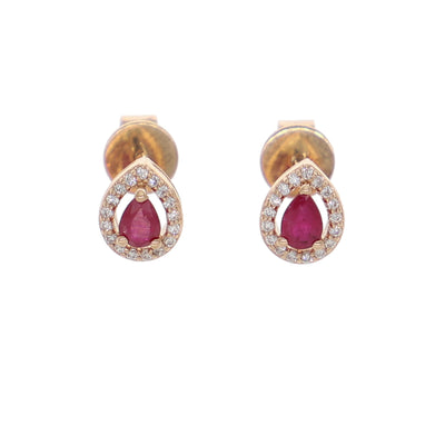 Aros Oro Rosa Rubí y Brillantes AR-13971