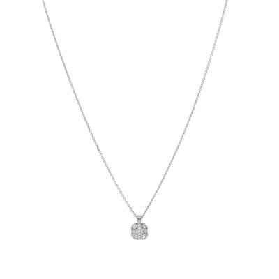 Collar Oro Blanco y Brillantes Halo CO-13982