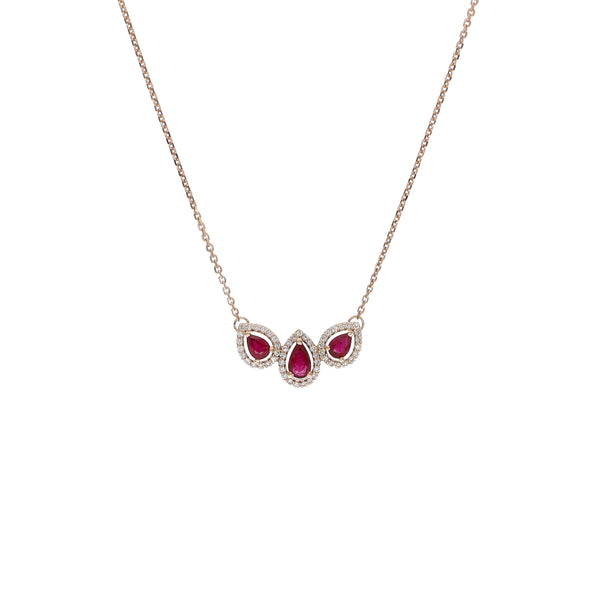 Collar Oro Rosa, Rubí y Brillantes CO-13985