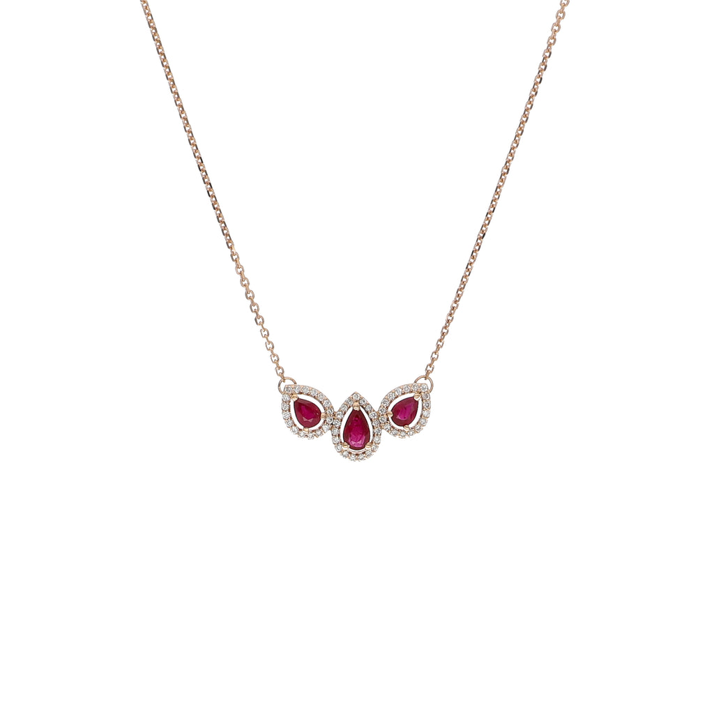 Collar Oro Rosa, Rubí y Brillantes CO-13985