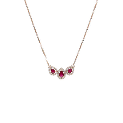 Collar Oro Rosa, Rubí y Brillantes CO-13985