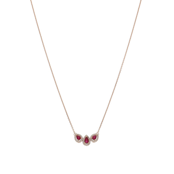 Collar Oro Rosa, Rubí y Brillantes CO-13985