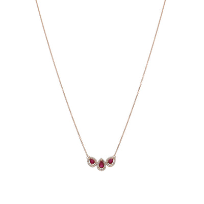 Collar Oro Rosa, Rubí y Brillantes CO-13985