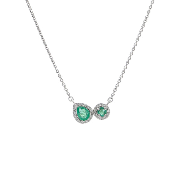 Collar Oro Blanco Esmeraldas y Brillantes CO-13986