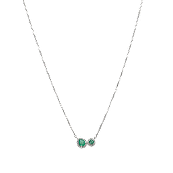 Collar Oro Blanco Esmeraldas y Brillantes CO-13986