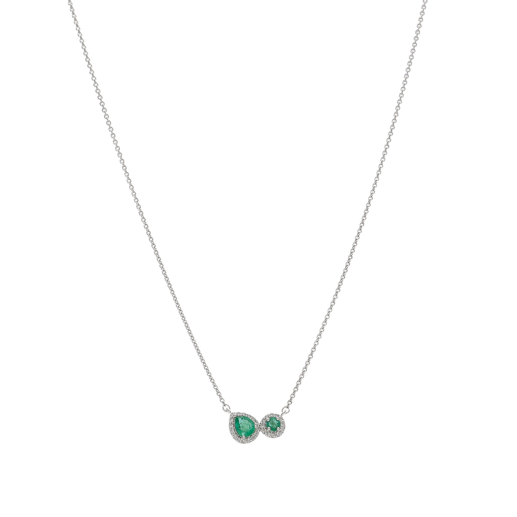 Collar Oro Blanco Esmeraldas y Brillantes CO-13986