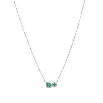 Collar Oro Blanco Esmeraldas y Brillantes CO-13986