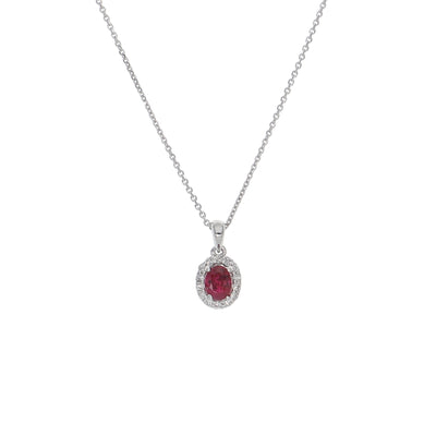 Collar Oro Blanco Rubí y Brillantes CO-13990