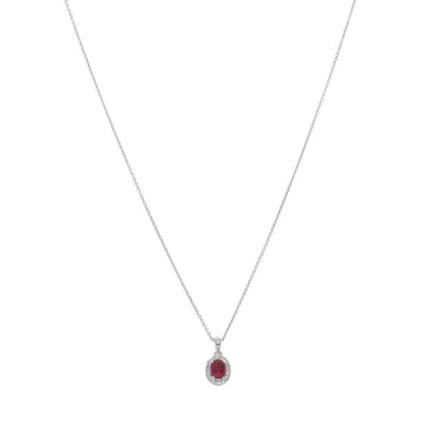 Collar Oro Blanco Rubí y Brillantes CO-13990