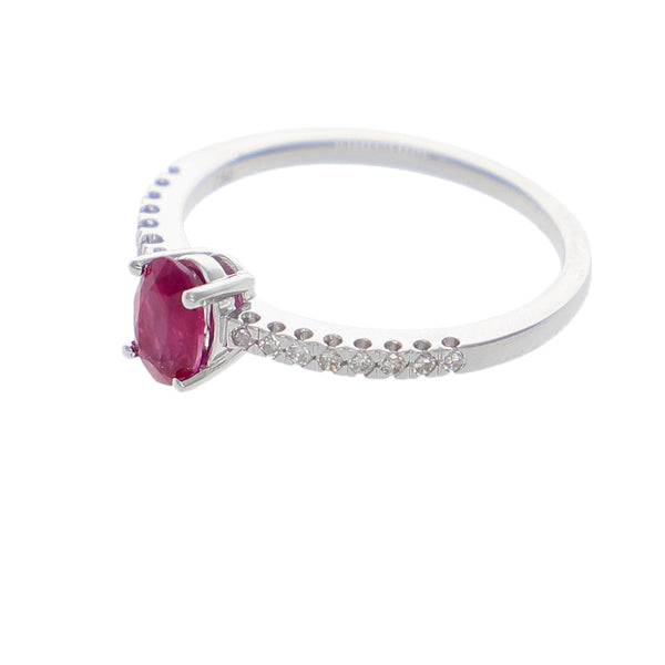 Anillo Oro Blanco Rubí y Brillantes AN-14014
