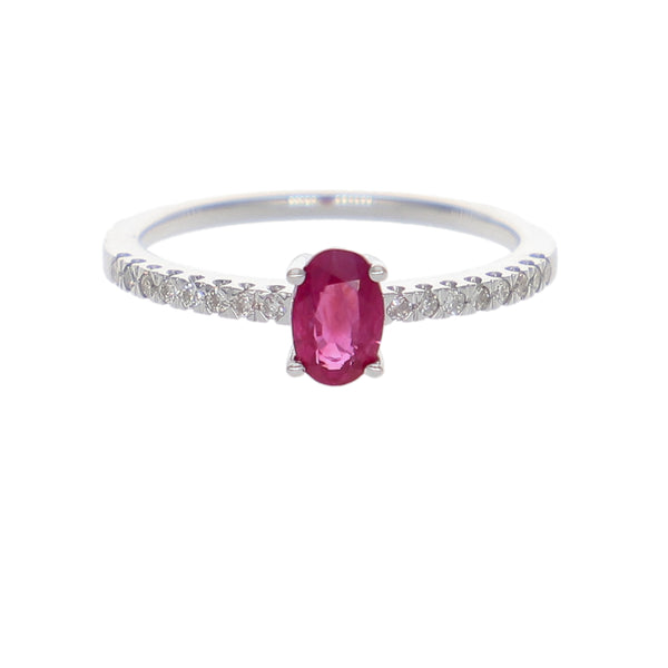 Anillo Oro Blanco Rubí y Brillantes AN-14014