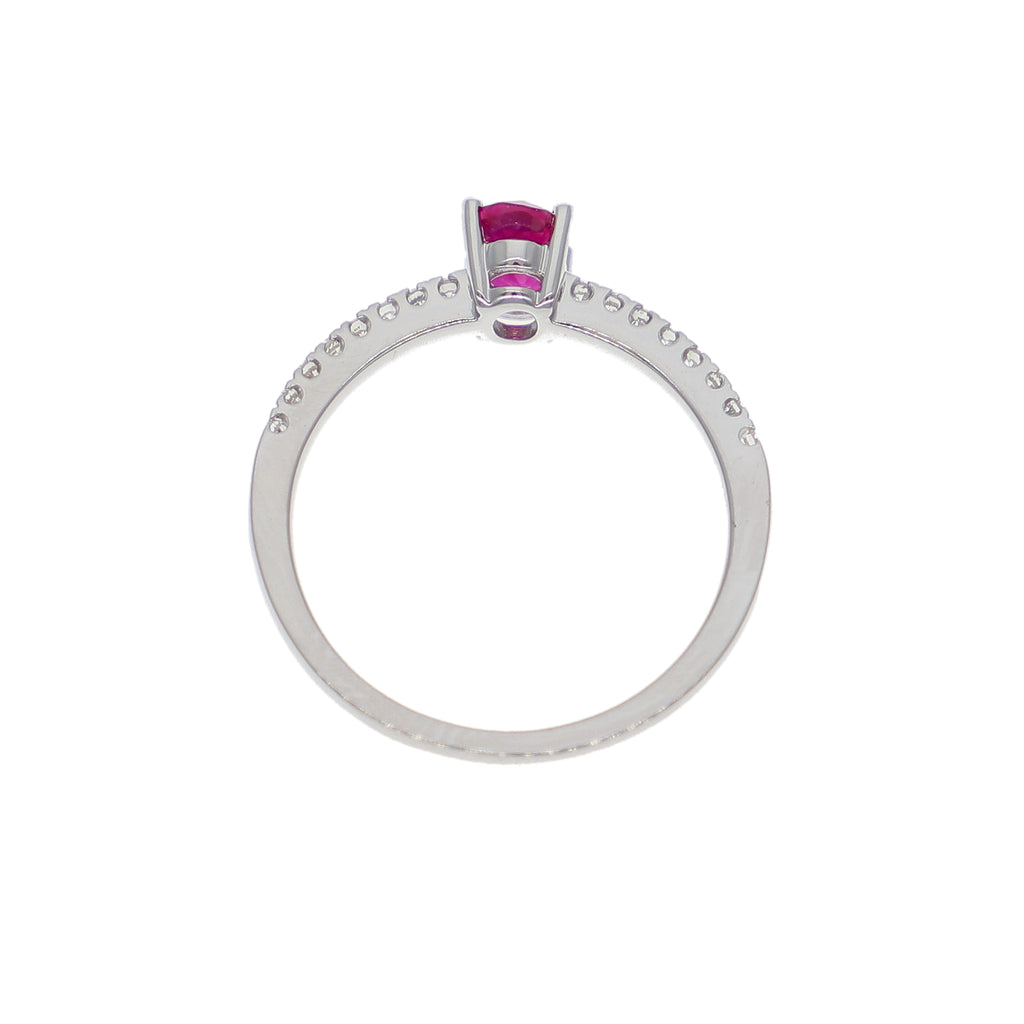 Anillo Oro Blanco Rubí y Brillantes AN-14014