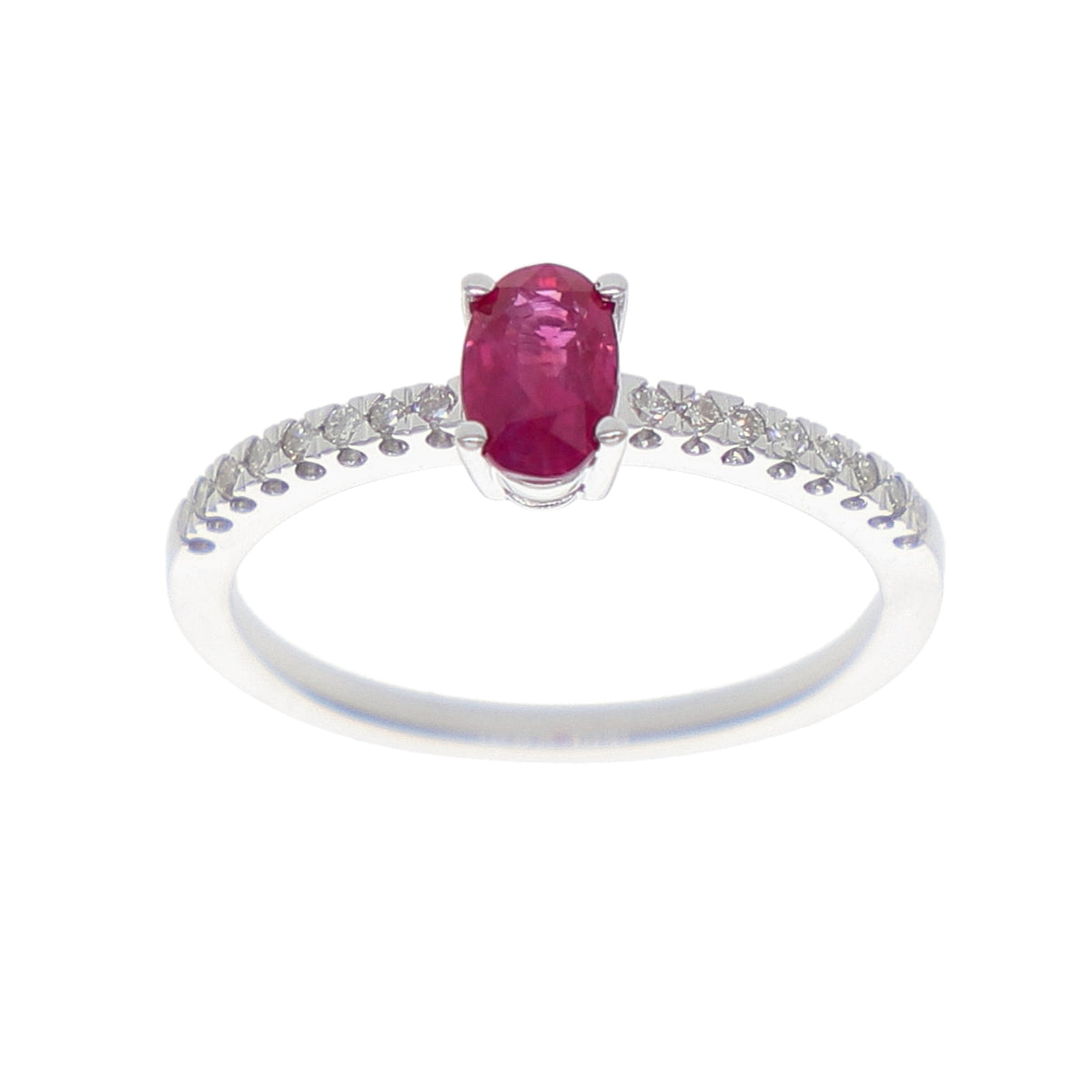 Anillo Oro Blanco Rubí y Brillantes AN-14014