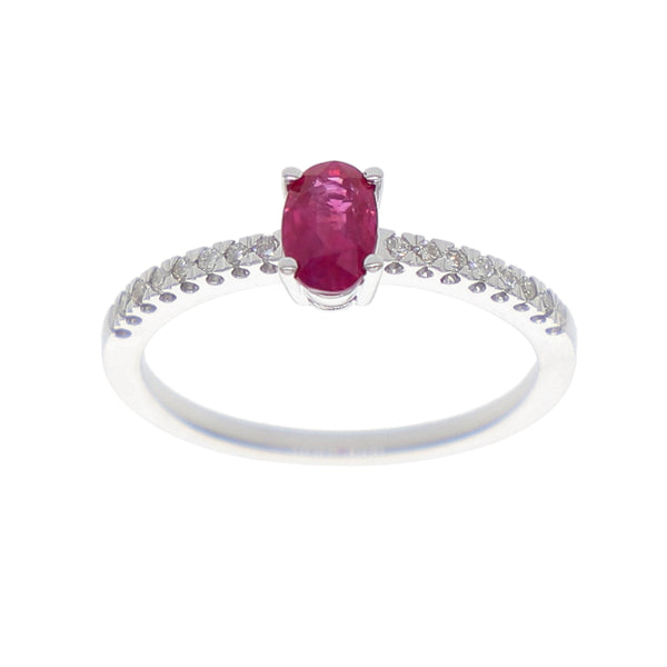 Anillo Oro Blanco Rubí y Brillantes AN-14014