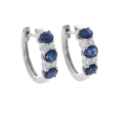 Aros Oro Blanco Zafiro Azul y Brillantes AR-14019